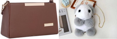 Nappmall Brown, Grey Sling Bag Stylish Latest sling bag for women latest Ladies purse(Pack of 2)