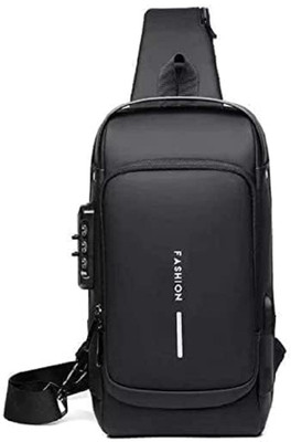 NITYA SALES Sling Bag Business Men Bag Chest Crossbody bags with USB Charging Port Waterproof Messenger Bag(Black, 2 L)
