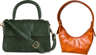 Dakota Green, Brown Sling Bag Vegan Leather Handbag/Sling Bag/Cross-Body Bag for Girls & Women(Pack of 2)