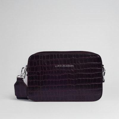 LINO PERROS Brown Messenger Bag Womens Brown Croco Hand Bag