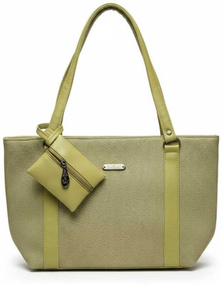 nts Green Shoulder Bag Stylish Olive Green Textured Tote Bag with Detachable Mini-Pouch for Women!