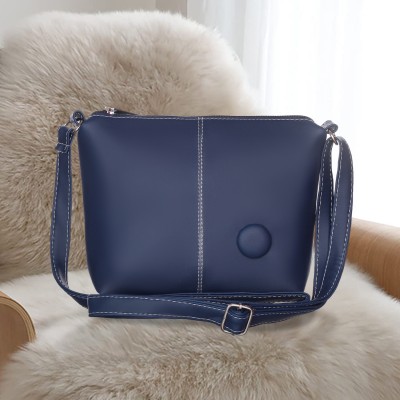 Leather Land Blue Sling Bag SMALL American Stitch Sling In Navy Blue