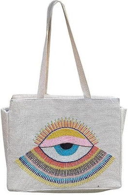 Maresse Beige Shoulder Bag Boho Jute Tote Bag – Kaudi & Pearl Embellished Ethnic Shoulder Purse