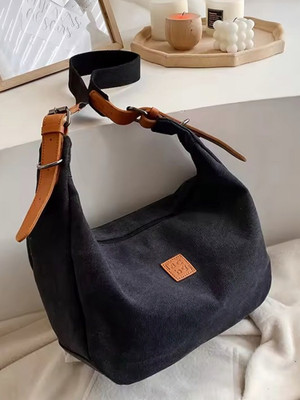 LIZIQI Black Sling Bag Trendy Canvas Sling Handbag for women
