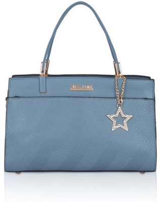 ABSECOM Blue Hand-held Bag Faux Leather Textured Adjustable Long Belt Handbag