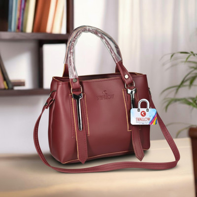 EVORK FASHION Maroon Sling Bag Classic PU Leather Handbag for Women & Girls.