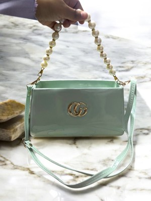 SlingStyle Green Hand-held Bag Elegant Sea Green bag, Pearl Chain for Women, Perfect for Party & Casual Outing