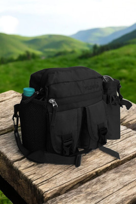 Wildmoda Black Sling Bag AdventurePro Multi-Utility Waist & Sling Bag with Detachable Bottle Pocket
