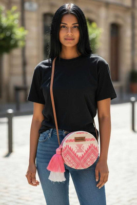 ASTRID Clear Sling Bag Round Textured Sling Bag For Girls With Tassel