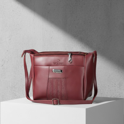 zufisha Maroon Sling Bag Premium Embroidered Sling Handbag for Women & Girls.