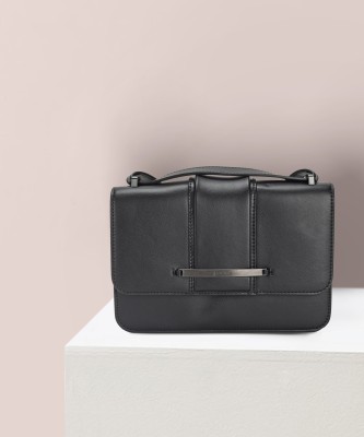 Calvin Klein Black Sling Bag BAR HARDWARE SHOULDER BAG MD