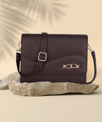 Reshu Brown Sling Bag Women's Sling Cross-Body Bags With Adjustable Shoulder Strap & 3 pockets