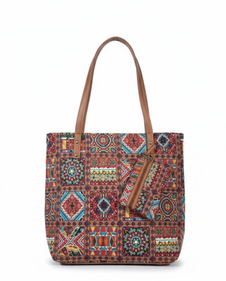 Loyal's Multicolor Tote Shoulder Bag with Brown Leather Handles