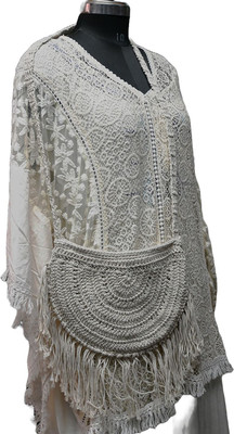 Onish White Sling Bag Handmade White Sling Bag with Shells & Fringe – Crossbody Purse