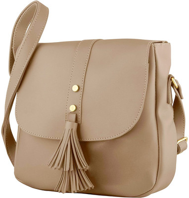 SHAMRIZ Beige Sling Bag Stylish Elegant Latest Multi Pocket Sling Bag with Adjustable Strap for Women And Girls