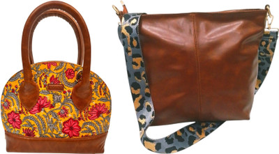 Dakota Yellow, Brown Sling Bag STYLISH Bohemian Handbag for Girls & Womens(Pack of 2)