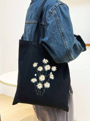 C J Choice Black Tote Canvas Printed Shopping Bag, Grocery Bag, Multi-Purpose Bag, College Bag