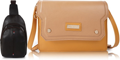 CIMONI Brown, Yellow Shoulder Bag Stylish Travel Trendy Crossbody Shoulder Office Bag For Unisex(Pack of 2)