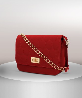 MUSRAT Red Sling Bag Latest Trend Party Wear Sling Bag with Adjustable Strap for Girls and Women's