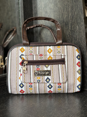 V LADY Multicolor, Brown, White Hand-held Bag BW001