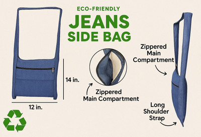 MMCE Blue Messenger Bag Jeans side bag.
