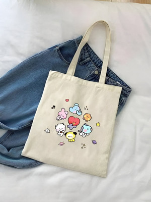 stylishq store White Tote Grocery Bag, Multi-Purpose Bag, Canvas Bag With 10kgs Capacity Tote Bag