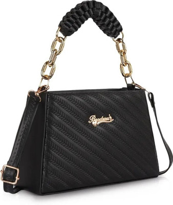 aesthetic Black Sling Bag Trendy Women Golden Chain Handle Slingbag Stylish Lightweight Slingbag