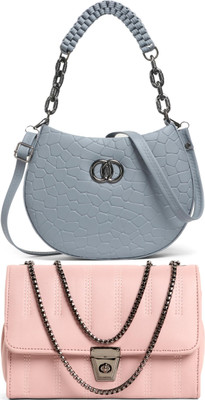 Reprox Grey, Pink, Pink Sling Bag Stylish Forever Young Sling Bag For Women And Girls(Pack of 2)