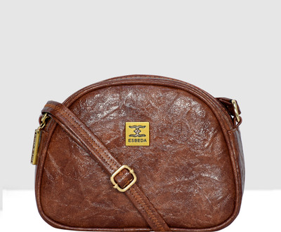 ESBEDA Tan Sling Bag D Shape Solid Small Sling Bag