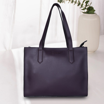 nubuff Purple Tote Tan Basic zipped Tote Girls for Womens