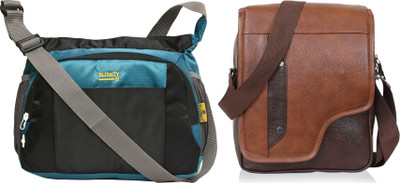 Blowzy Black, Blue, Brown Sling Bag College crossbody Travel Unisex Office Business Messenger Bag(Pack of 2)