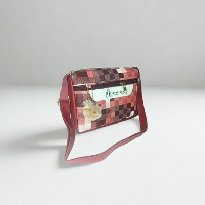 EVORK FASHION Purple Sling Bag Trendy Check Pattern Sling Bag for Women & Girls