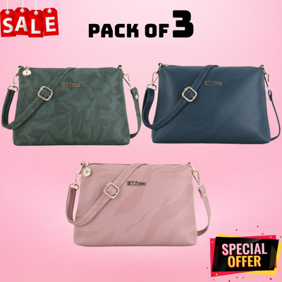 BFTPRIME Green, Blue, Pink Sling Bag BFT 01 3 SET(Pack of 3)