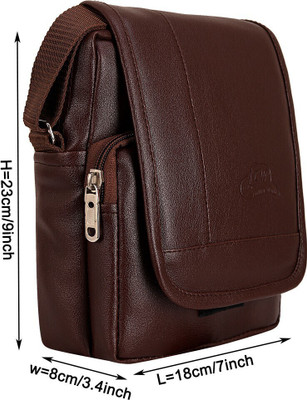 Leather World Brown Sling Bag Sling Bag Unisex Crossbody Messenger Travel Bag
