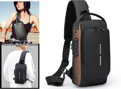 CRZYDE Gold Shoulder Bag Unisex Waterproof Crossbody Sling Bag – Anti-Theft, USB Charging