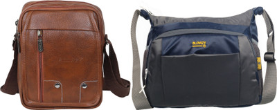 Blowzy Tan, Grey Sling Bag Cross Body Travel Office Business Messenger One Side Men & Women Sling Bag(Pack of 2)