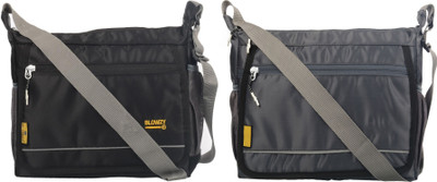 Blowzy Grey, Black Sling Bag Sling Cross Body Travel Office Business Messenger one Side Shoulder Bag(Pack of 2)