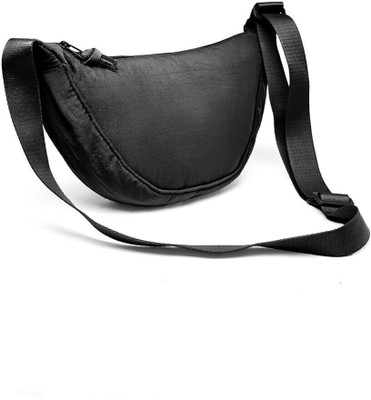 gustave Black Shoulder Bag Nylon Crescent Hobos Shoulder Crossbody Bag Waterproof Casual Style Dumpling Bag