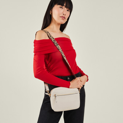 ACCESSORIZE LONDON Clear Sling Bag Women's Cream Camera Bag With Webbing Strap