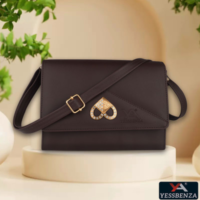YESSBENZA Brown Sling Bag Women's Elegant Heart Fitting Styles Sling Bag