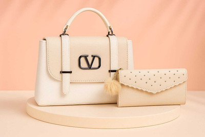 Angel Kiss White Sling Bag Heavy Stuffy Luxury Pretty Charming Unique Design & New Pretty Wallet(Pack of 2)