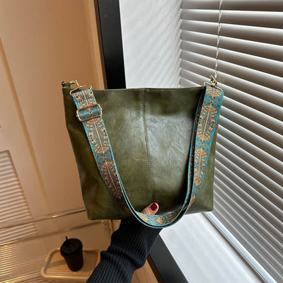 SYGA Green Tote Women's Large capacity - Multi-Purpose Retro Wide-Band Tote Bag