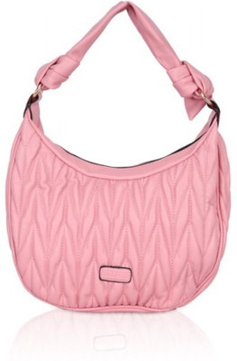 ABSECOM Pink Hand-held Bag Faux Leather Textured Adjustable Long Belt Handbag