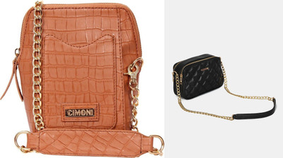 CIMONI Black, Brown Sling Bag Premium PU Leather Sling Bag & Crossbody Bag For Girls/Women's(Pack of 2)
