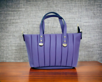 Gorgeous Creation Purple Hand-held Bag Women's Faux Leather Handbag,4 Pockets(Striped Design)