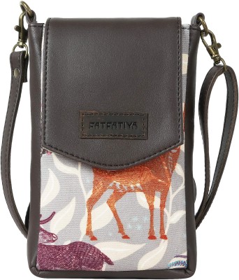 Fatfatiya Blue Sling Bag Deer Motif Crossbody Mobile Sling Bag