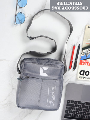 Le Corpus Grey Sling Bag Extra Large Stylish Shoulder Cross Body Office Messenger bag for Men and Boys