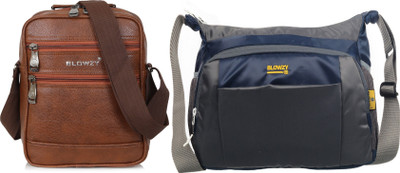 Blowzy Grey, Tan Sling Bag Cross Body men's sling bag(Pack of 2)
