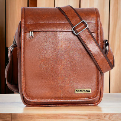 Safari go Tan Sling Bag Vegan Leather sling bag for men