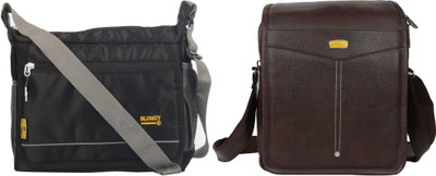 Blowzy Brown, Black Sling Bag mens bag cross body Sling Shoulder Bag(Pack of 2)